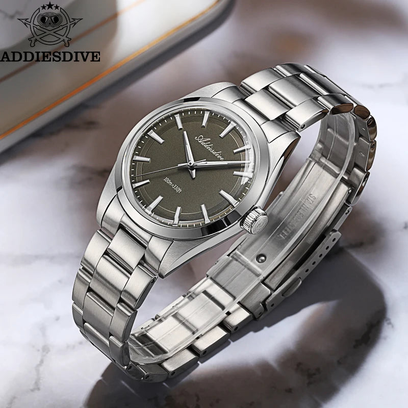 ADDIESDIVE 36mm Top Luxury Quartz Wristwatches VH31 Movement BGW9 Super Luminous 316L Stainless Steel 10Bar Waterproof Men Watch
