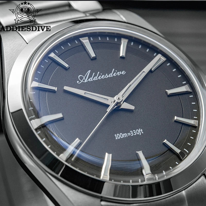 ADDIESDIVE 36mm AD2066 Luxury Men Watch VH31 Reloj Hombre BGW9 Super Luminous 316L Stainless Steel 10Bar Waterproof Quartz Watch